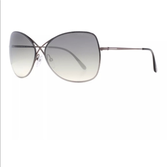 New Authentic Tom Ford TF250 Collete 08C Silver Black Sunglasses Grey Gradient